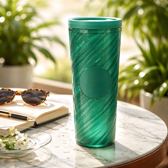 Starbucks Other - 2022 Starbucks Textured Swirl 16 oz Cold Drink Tumbler iridescent Green